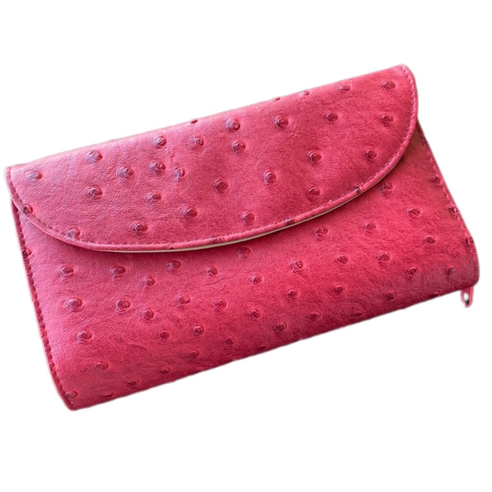 LAST CHANCE SALE! Buxton Red Ostrich Embossed Checkbook Wallet